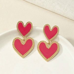 Double Heart Love Me Drop Earring